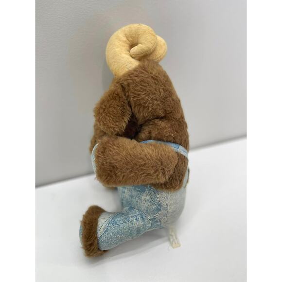 Vintage 1970s Rushton Blue Overalls‎ 18” Tall Goat Plush - Picture 6 of 9